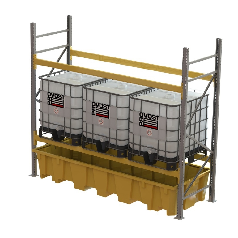 Polyéthylène retention floor container for pallet rack